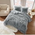 thumbnail image 5 of Brooklyn Loom Bubble Faux Fur 100% Microfiber Polyester  3 Piece King Comforter Set in Grey, All Season, Adult Size, OEKO-TEX Certified, 5 of 11