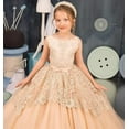 thumbnail image 4 of Drtj Girls' Lace Applique Flower Girl Dress for Wedding Elegant Sleeveless Ball Gown with Tulle Skirt Lace-Up Back Ages 2-16, 4 of 5
