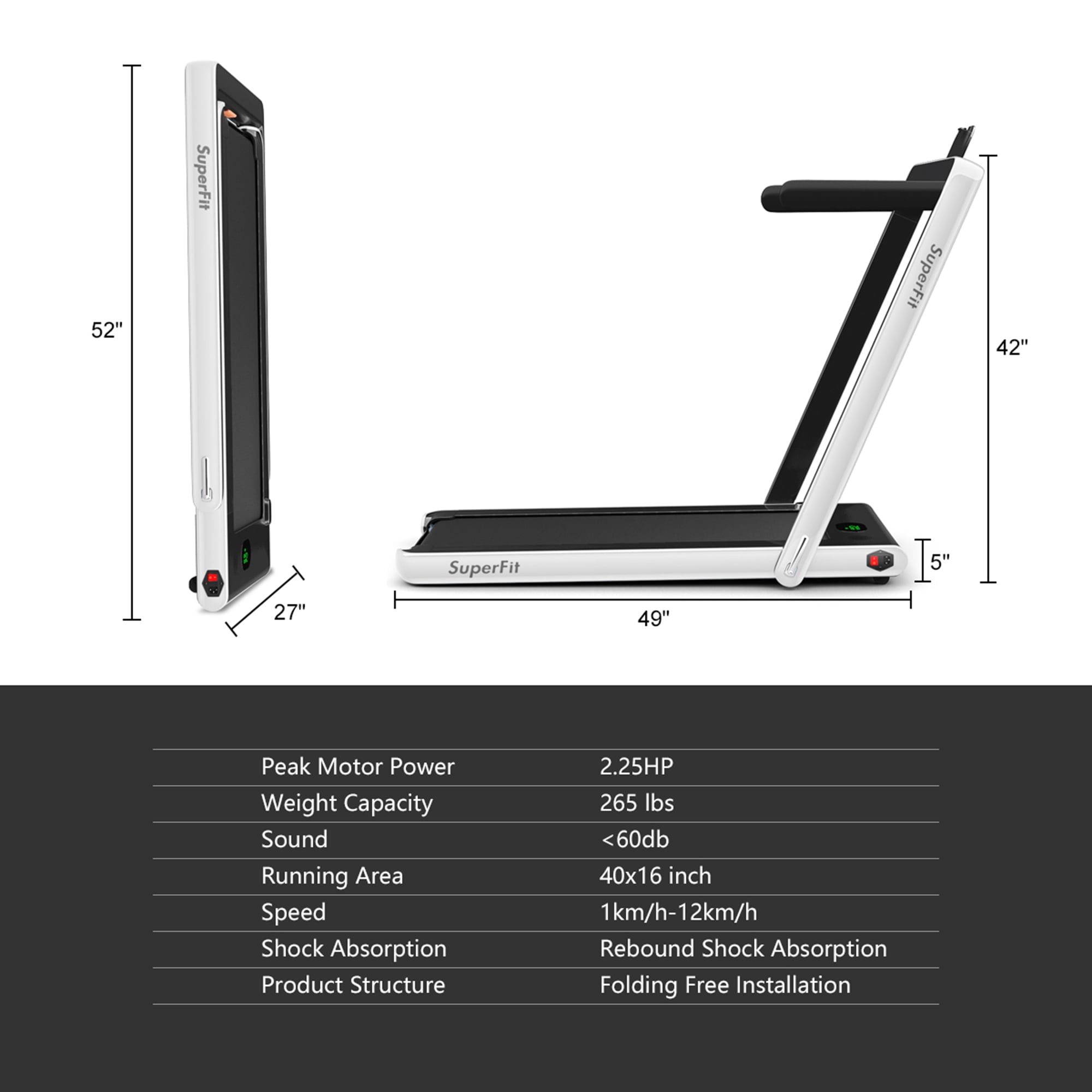 Gymax Motorized Treadmill Folding Under Desk Electric Treadmill W/ APP