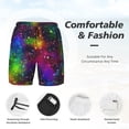 thumbnail image 3 of Yiaed Bright Universe Print Mens Swim Trunks Bathing Suit Compression Liner Beach Swim Shorts Swimwear Quick Dry Zipper Pocket No-Chafing Board Short-3X-Large, 3 of 6