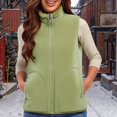 thumbnail image 2 of Women's Polar Vest Jacket Full-Zip Warm Sleeveless Outwear Color: Green Size: L, 2 of 4