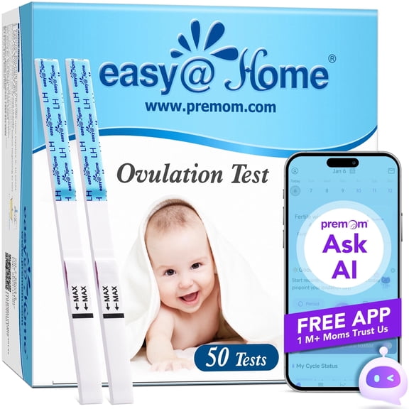 Easy@Home Fertility Tracker - 50 Ovulation Test Strips Kit, LH Peak Detection, 5mm
