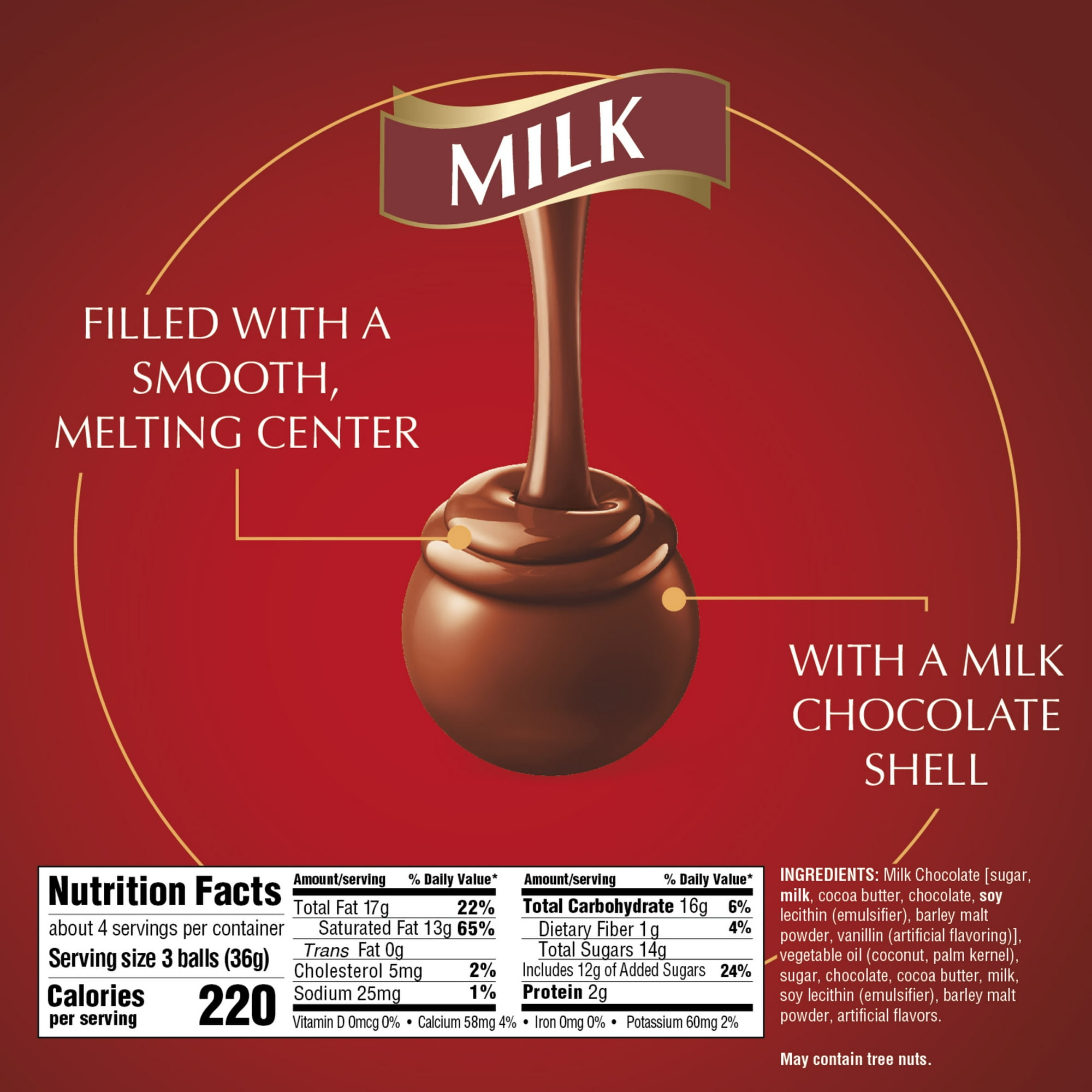 Lindt Lindor Milk Chocolate Candy Truffles, 5.1 oz, Bag