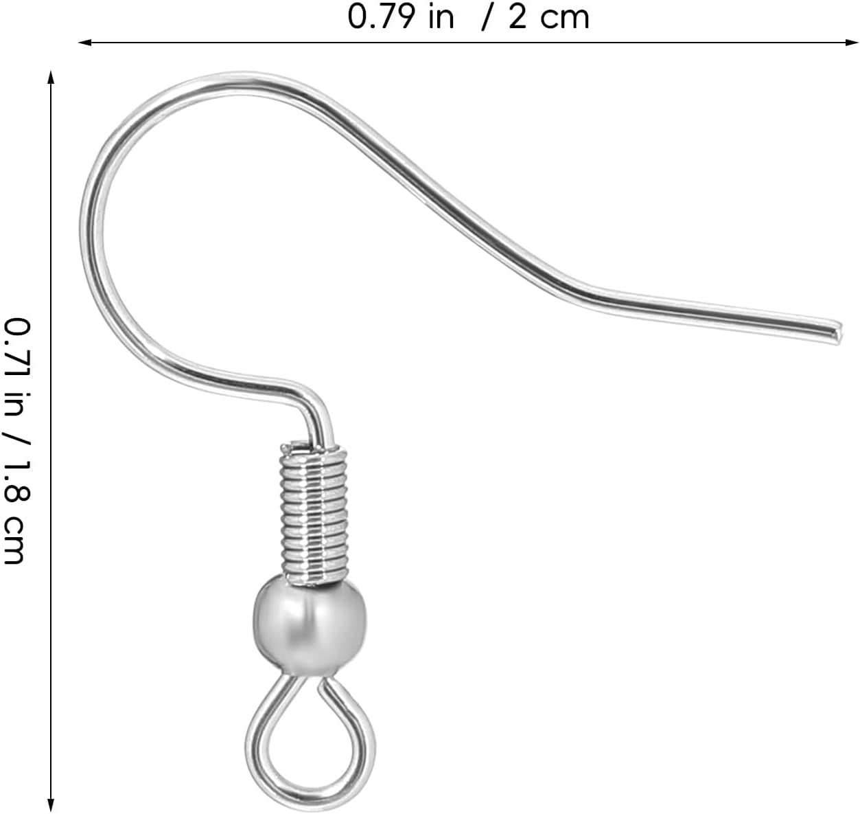 100Pcs Titanium Steel Fish Hook Design Earring, Silver Titanium Earring Hooks Accessories Easy to Wear and Sturdy for Daily and Party Occasions