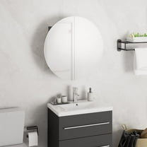 vidaXL Cabinet Bathroom Wall Vanity Mirror Cabinet with Round Mirror and LED