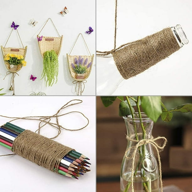 Hotelus Jute Twine String Natural Thin Ribbon Twine For Craft Gardening Plant Gift Wrapping