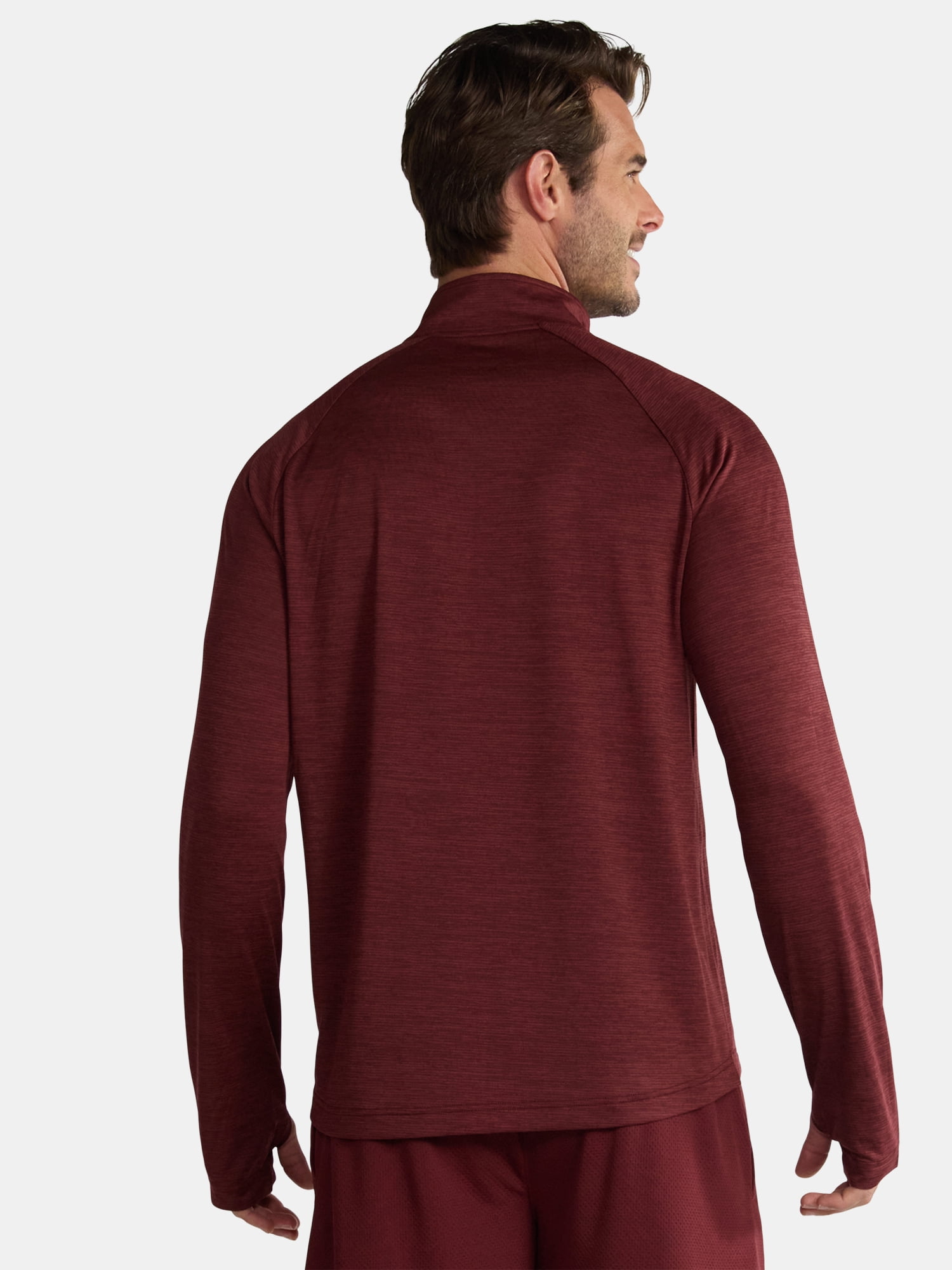 Athletic Works Men's & Big Men's Space Dye Jersey Quarter Zip Long Sleeve Shirt, Sizes S-3XL