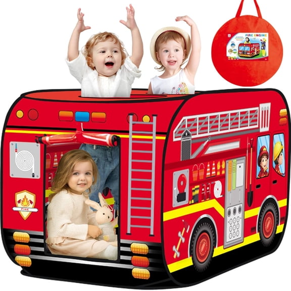 MISSMILE Pop Up Play Tent for Kids Aged 3-5 Years Old Boys and Girls : Fire Truck Tent Playhouse Toy Play Tents for Toddlers 3-5 Kids Tent Indoor Outdoor Playhouse Toys for 3   Year Old,Fire Truck