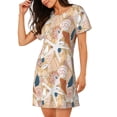 thumbnail image 2 of Balery Tropical Beach Sea Shell Camisón de manga corta con cuello redondo para mujer, cómodo y elegante., 2 of 6