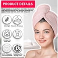 thumbnail image 4 of Toalla de Microfibra para Cabello 2 Pack; Secado de Pelo Rápido; Gorro Absorbente de Agua para Mujeres; Turbante Suave de Baño con Botones (Rosa + Azul), 4 of 4