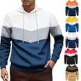thumbnail image 2 of LZHGirlshop Men's Color Block Pullover Fleece Drawstring Hoodie Long Sleeve Casual Sweatshirt with Pocket,Yellow,3XL, 2 of 5
