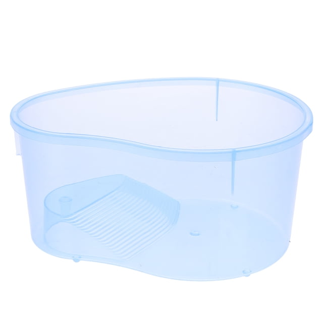 Turtle Tank with a Straw Fish Tank Opening Plastic Turtle Live Breeding Box with Drying Platform No Cover Small Size (Sky Blue)