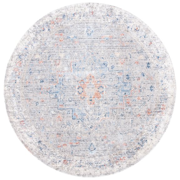 SAFAVIEH Dream Jefferson Abstract Area Rug, Grey/Multi, 6'7" x 6'7" Round