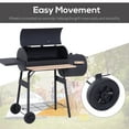 48" Steel Portable Backyard Charcoal BBQ Grill and Offset Smoker Combo