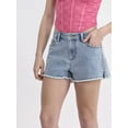 thumbnail image 4 of No Boundaries Mid Rise Frayed Hem Denim Shorts, Women's, 4 of 5