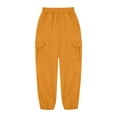 thumbnail image 7 of IVEYRTF Kids Solid Color Cargo Pants Elastic Waist with Pockets Loose Straight Leg Fall Winter Fashion Casual Trousers(Yellow,9 Years), 7 of 7