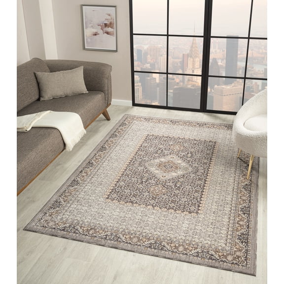 United Weavers Utopia Rosario Oriental Border Accent Rug, Grey, 1'10" x 3'