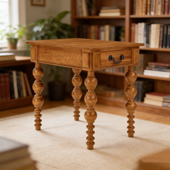 Antique-Inspired Espresso Rectangular Side Table  Elegant Small End Table for Bedroom & Entryway