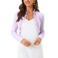 thumbnail image 1 of INSPIRE CHIC Cardigan Court à Col à Volants Élégant pour Femmes, Ouvert, Tricoté, Violet Clair P, 1 of 6