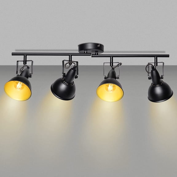 YANTON Track YANTONing Fixtures Ceiling, Adjustable 4-YANTON Track YANTON Kit, Industrial SpotYANTON Black for Kitchen Dining Room Bedroom Hallway, E12 Base (Bulbs Not Included)