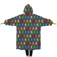 thumbnail image 2 of Oversized Wearable Blanket Hoodie,Multicolor Bigfoot Pattern Sherpa Blanket Hoodie with Super Pockets,Super Warm Fuzzy Pullover for Women & Men, 2 of 6