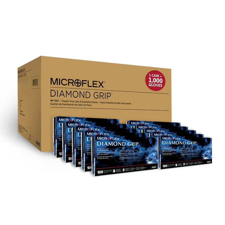 Ansell Microflex Diamond Grip MF-300 Disposable Latex Gloves for