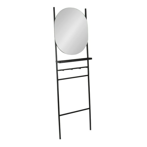 Kate and Laurel Noka Mirror Leaning Ladder, Black 18x5x67