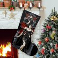 thumbnail image 1 of Anne Stokes Tema: Calcetines de Navidad, fino lino blanco para colgar en escaleras y chimenea, decoración navideña para el hogar, regalo de Navidad. 54cm × 38cm, 1 of 5