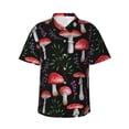 thumbnail image 3 of Camisas de manga corta con botones para hombre Camisa hawaiana con estampado de hongos brillantes para playa Camisas hawaianas con estampado floral para mujer, 3 of 5