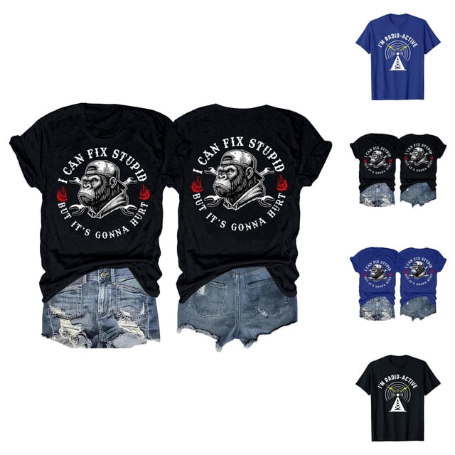 T-shirts pour Femmes I'm Radio-Active 2026 Été Décontracté Manches Courtes Col Rond Ham Operator Radio Amateur T-Shirts Graphiques