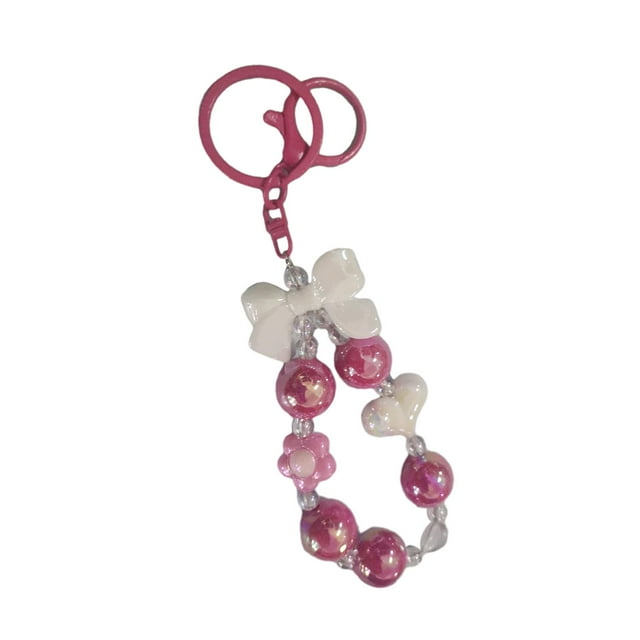 MERIGLARE Beaded Key Chain Car Key Pendant Decoration Beads Key s Party Favor Kids rose red