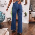 thumbnail image 4 of Clothes For Woman High Waist Wide Leg Jeans For Women Casual Loose Fit Denim Pants With Front Patch Pockets And Button Closure Pantalones De Mujer, 4 of 5