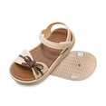 thumbnail image 2 of Little Girls Open Toe Summer Sandals, Neutral Tone Bow Design Adjustable Strap Sandals For Kids Casual Brown Size 8.5-9 Years, 2 of 8