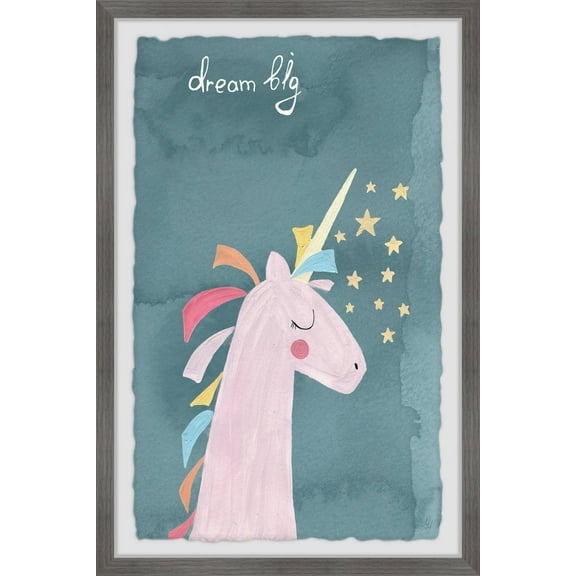 Marmont Hill Dream Big Unicorn Framed Wall Art