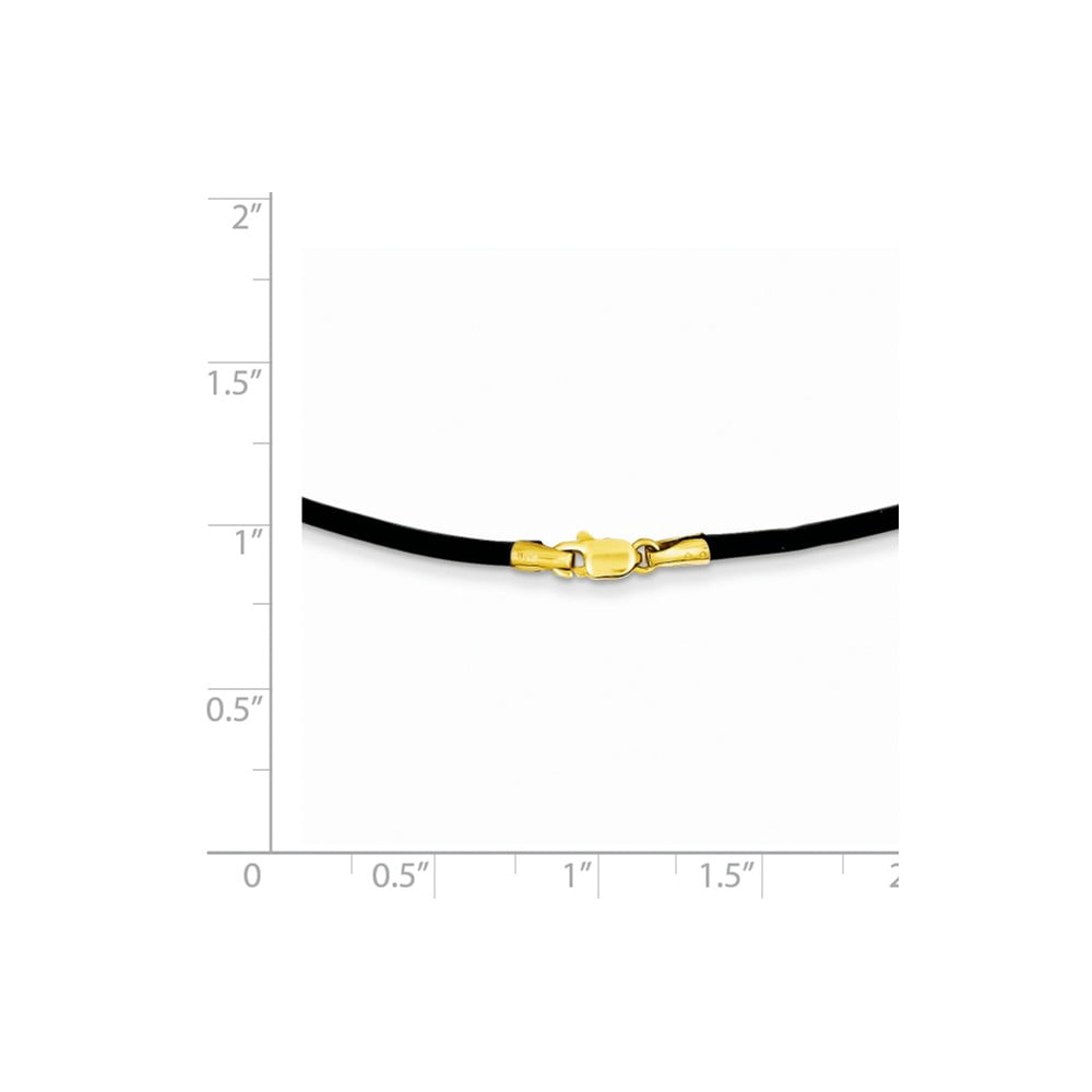 14K Yellow Gold necklace Cord & Leather 16 in 2 mm