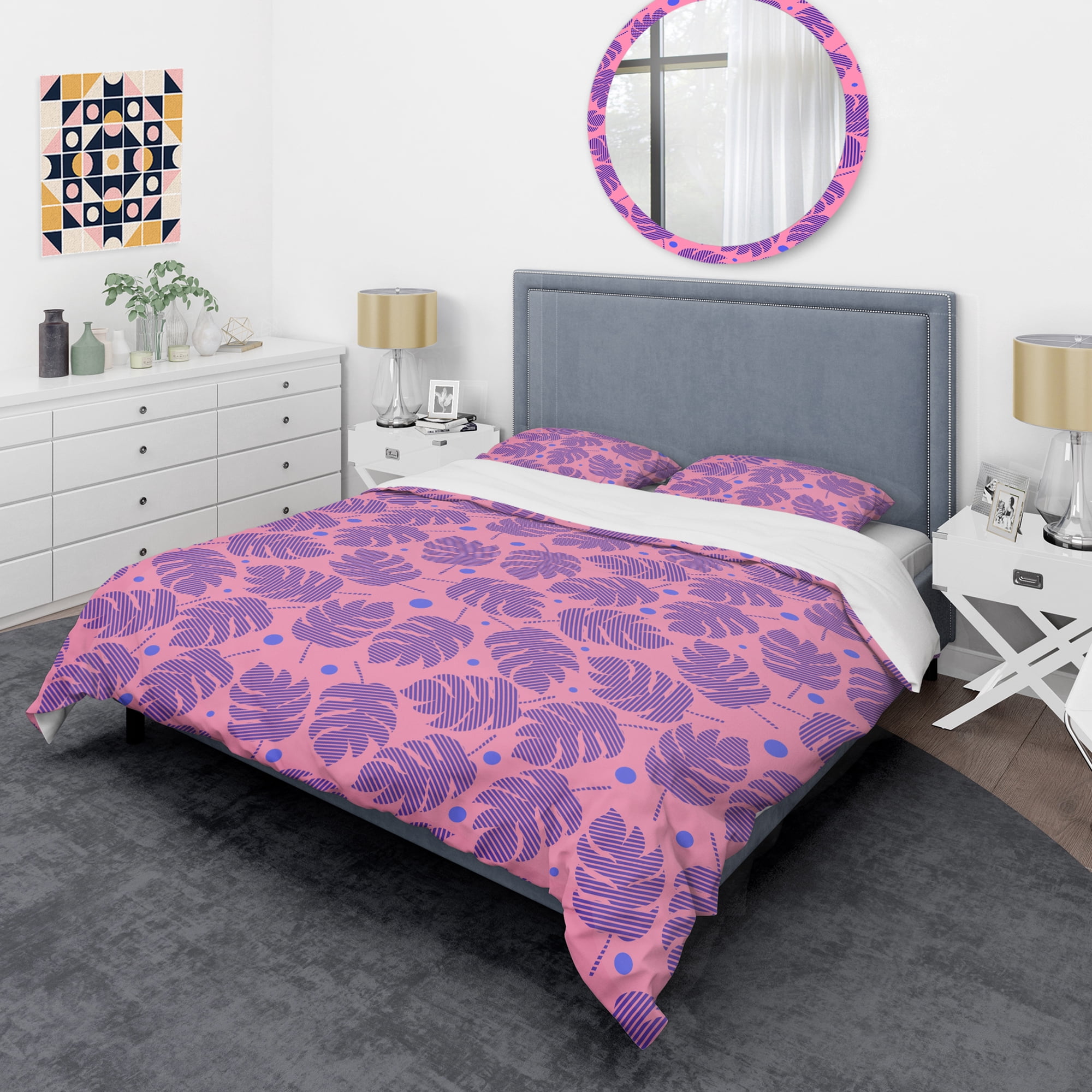 Designart 'Tropical Palm Leaves IV' Mid-Century Modern Duvet Cover Set