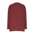 thumbnail image 5 of Scyoekwg Casual Tops for Women Crew Neck Tunic Tops with Pocket Lightweight Women Blouses Trendy Solid Color Loose Fall Tops Long Sleeve T Shirts Pullover (Wine,XXL), 5 of 5