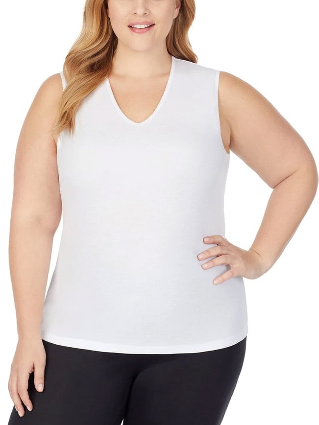 Softwear Lace Edge V-Neck Tank, White 