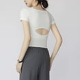 thumbnail image 4 of Nestiefly Womens Short Sleeve Shirts with Built in Bra V Neck Basic Tee Tops Summer Athletic Workout Yoga Padded Shirts White M, 4 of 7