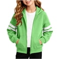 thumbnail image 6 of Amidoa Girls Graphic Hoodies Zip Up Hooded Sweatshirt Kids Cute Casual Long Sleeve Fall Winter ClothesGreen Size 5-6 Years, 6 of 7