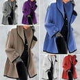 thumbnail image 3 of Manteau en Laine pour Femme Automne Hiver à Capuche à Blocs de Couleur Manteau en Laine Cardigan à Manches Longues Trench, 3 of 5