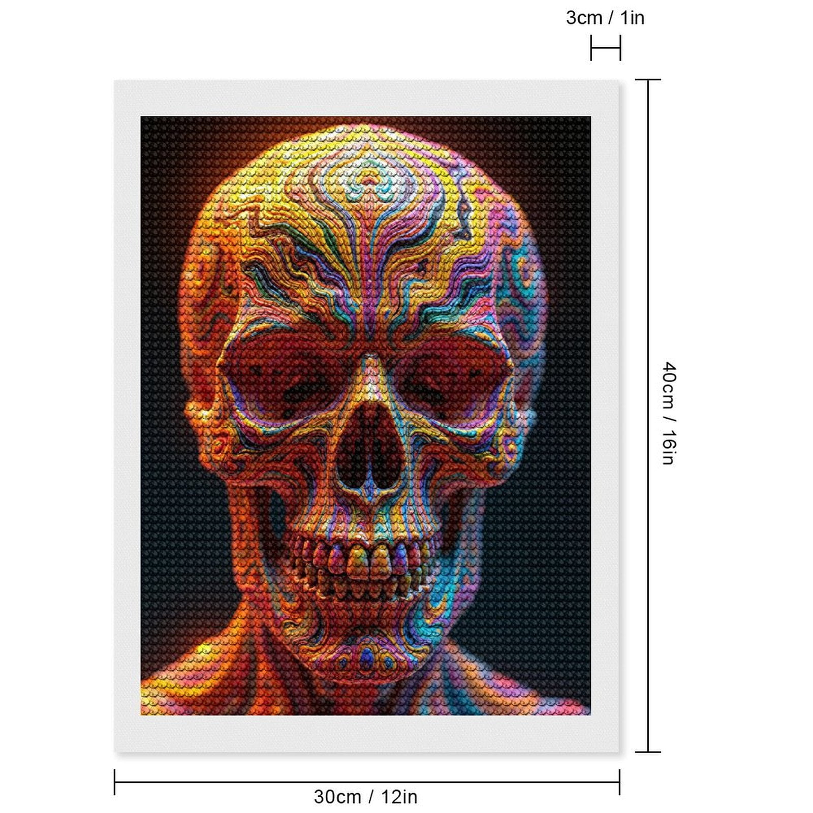 Diamond Art Kits for Adults, Colorful Abstract Vibrant Skull Art 5D Diamond Painting Kits for Adults Beginners, DIY Full Drill Diamond Painting, Gem Art and Crafts 12x16