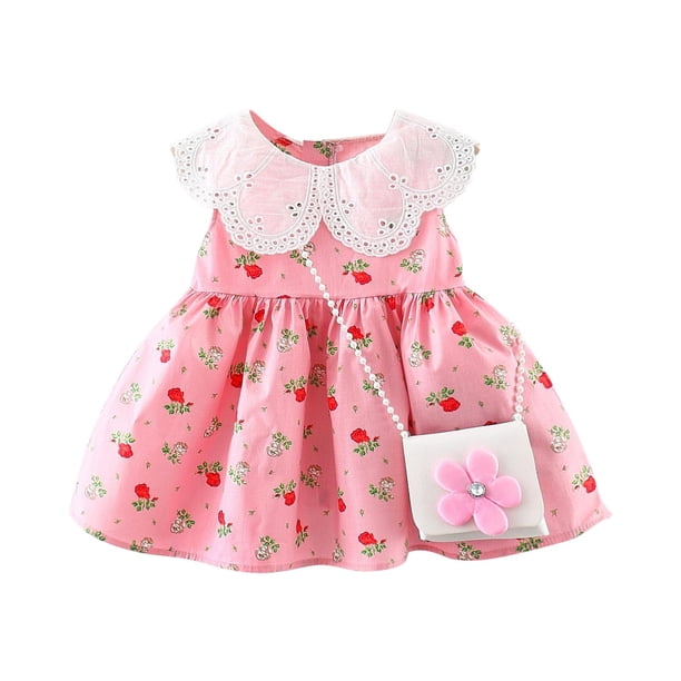 matoen Toddler Baby Girl Tank Dresses Round Neck Lace Edge Zipper Dress