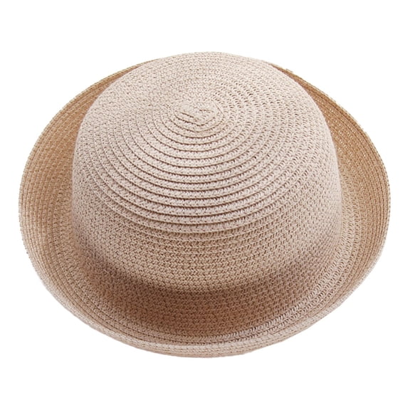 56-58cm hat circumference female sun hat summer sun hat curly dome hat cute sunscreen straw hat casual beach hat - flesh pink