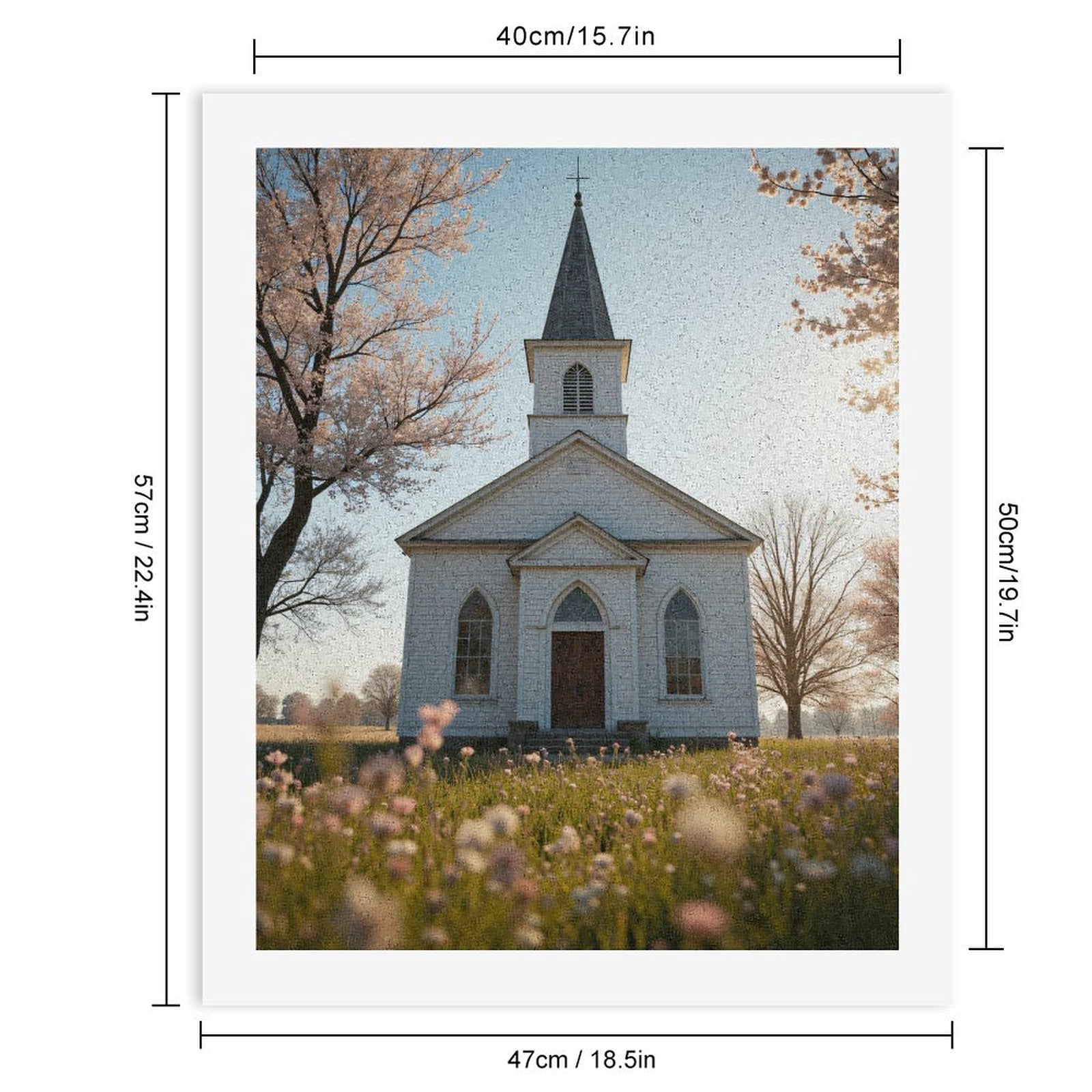 Paint By Numbers Kit for Adults Beginner - DIY Ivory Chapel Spring Blossom Canvas Painting Kits for Adults, Frameless Paint By Number for Adults for Home Wall Decor 16x20 Inch