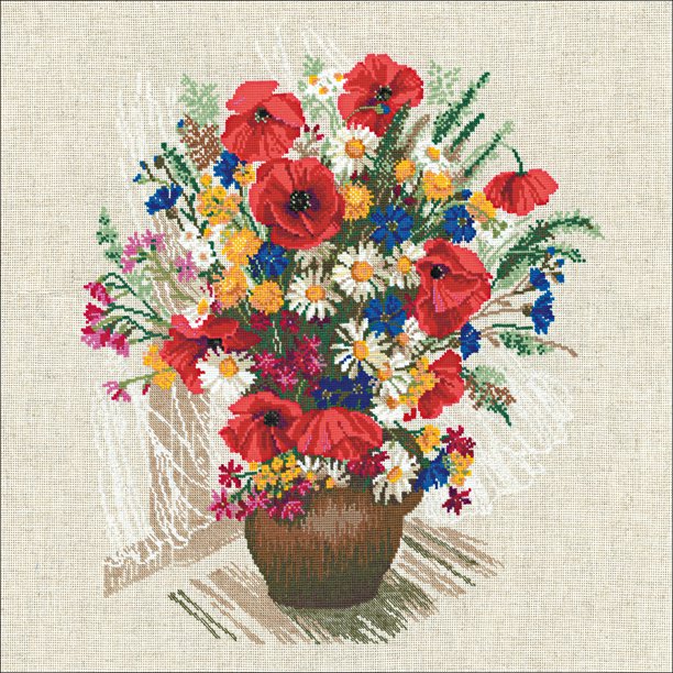 RIOLIS Counted Cross Stitch Kit 17.75"X17.75"Summer Flowers & Poppies