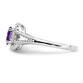thumbnail image 4 of 925 Sterling Silver Polished Amethyst and Diamond Ring Size 10 -  Jewelry Gift for Mom, 4 of 5