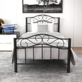 Mecor Twin XL Curved Metal Bed Frame, Princess Black Platform Bed Frame