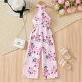 thumbnail image 6 of REDARER Girls Floral Halter Jumpsuit, Sleeveless Belted Wide Leg Romper for Summer Casual & Dressy Wear,5-6 Years, 6 of 8