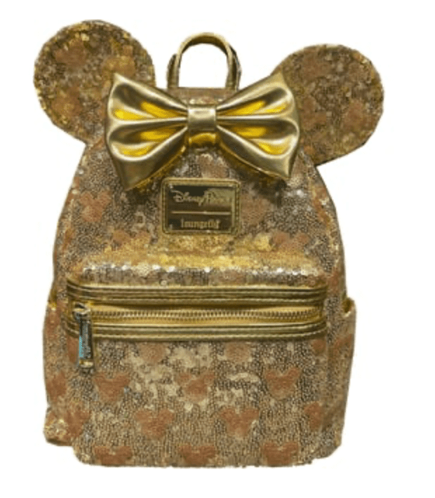 disney loungefly mini backpack rose gold and studded details SIDE BY SIDE Loungefly Rosegold